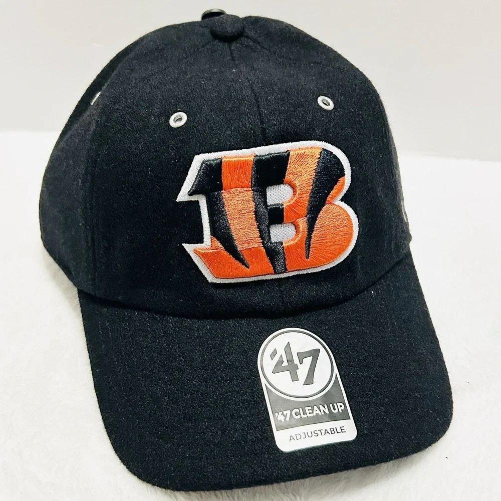 '47 Brand Cincinnati‎ Bengals Wooly Clean Up Hat Cap Adjustable Strap Black NFL